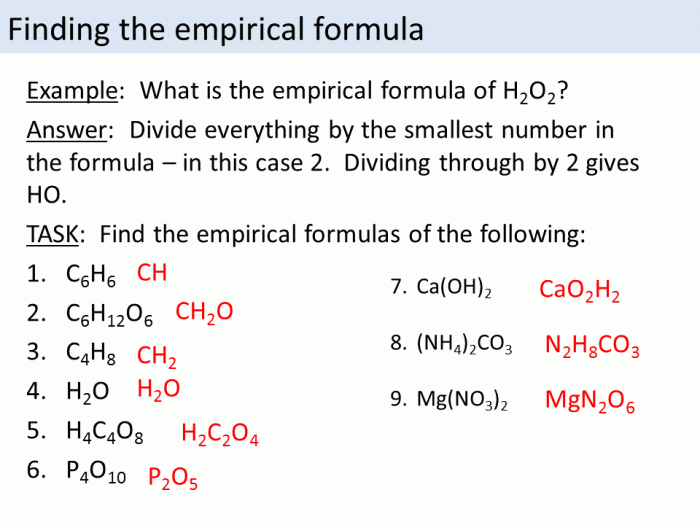 Molecular and empirical formula worksheet with answers